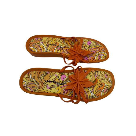 Cloudwalkers Orange Sandals Floral Flip Flop 11W Clove 9483 Coquette Colorful - Picture 3 of 6